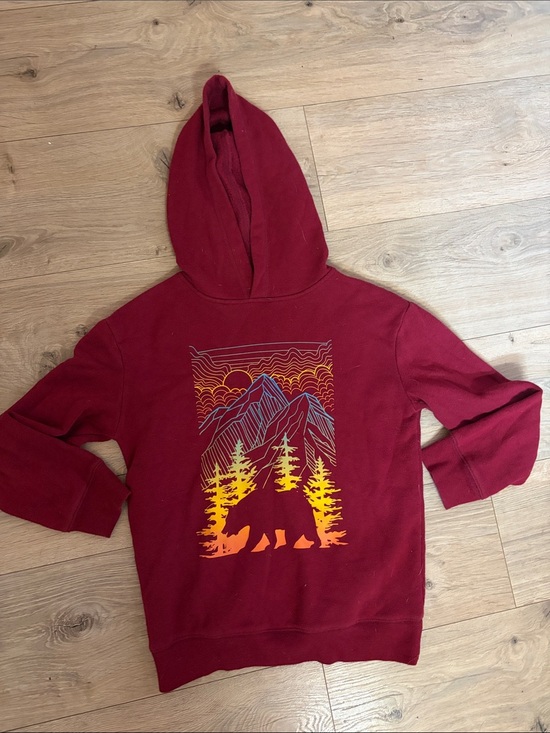 jumping beans Other - jumping beans Maroon Hoodie with Yellow & Orange Mountain Bear Art